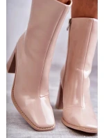 Dámské lakované kozačky Béžové Margit