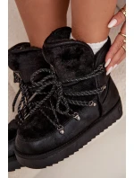 Dámské sněhule D.Franklin na platformě s kožešinou – černé