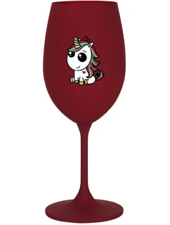 DUHOVÝ JEDNOROŽEC - bordovy pohár na víno 350 ml