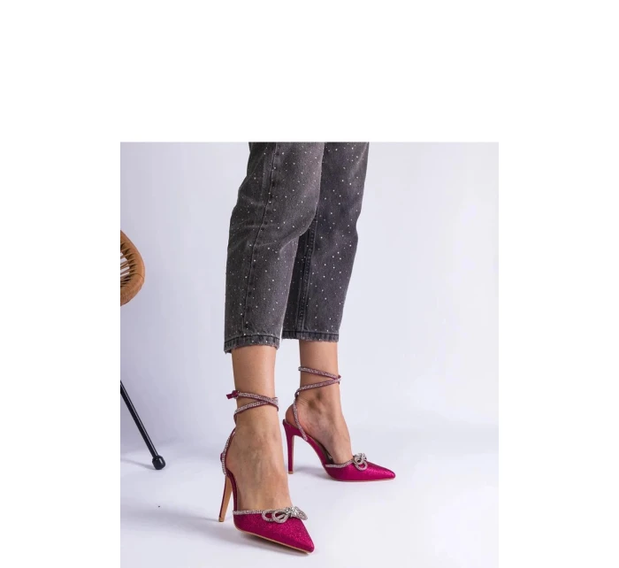 Dámské lodičky na jehlovém podpatku H2810 Tmavě růžová třpyt - BELLAMICA shoes