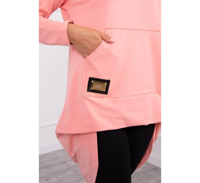 Mikina s dlouhými zády a kapucí meruňková Mikina s dlouhými zády a kapucí meruňková