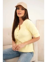 Dámská bavlněná košile s dlouhým rukávem a knoflíky u výstřihu žlutá