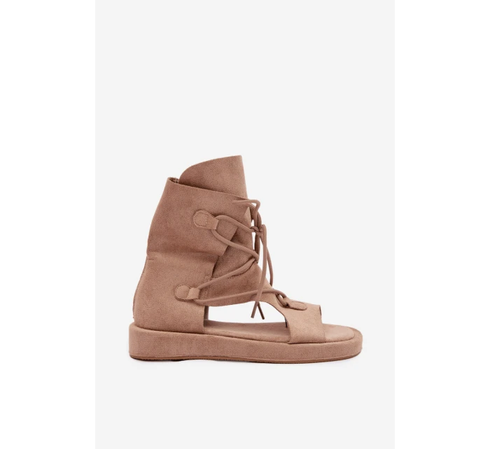 Dámské sandály Eko semiš s horní částí a šněrováním Béžové Ferlisse