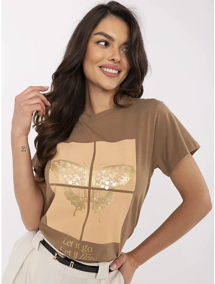 T shirt CLM TS model 21116882 jasny brązowy - FPrice T shirt CLM TS model 21116882 jasny brązowy - FPrice
