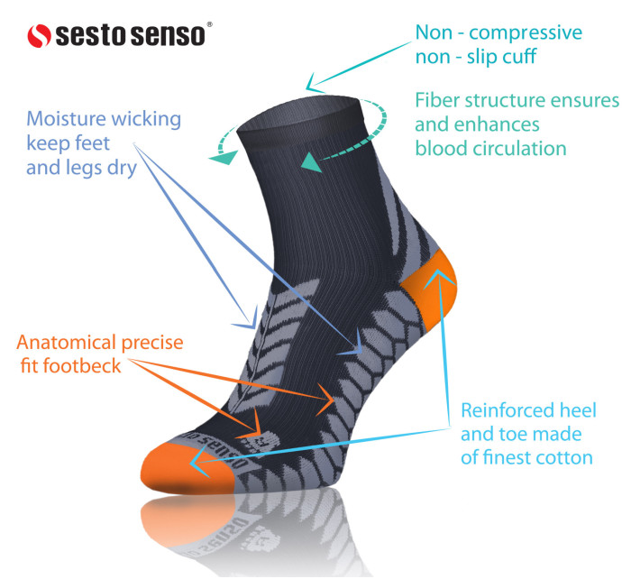 Sesto Senso krátké sportovní ponožky Graphite