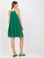 Tmavě zelené vzdušné šaty jedné velikosti s mini délkou