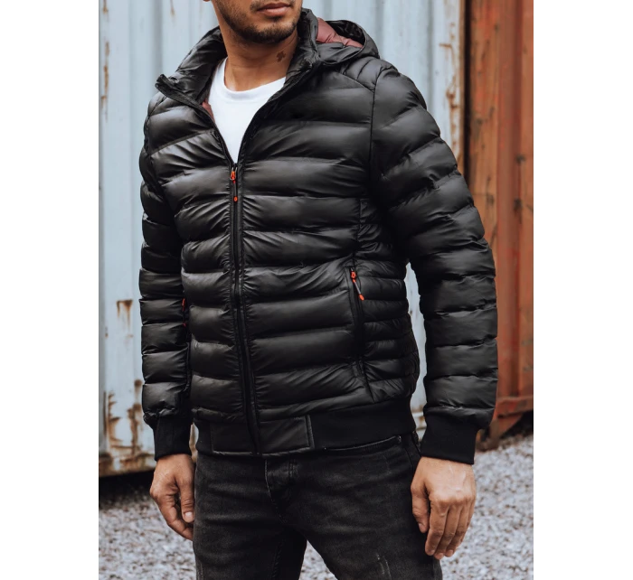 Pánská prošívaná bunda s kapucí černá FashionStreet TX4764 Pánská prošívaná bunda s kapucí černá FashionStreet TX4764