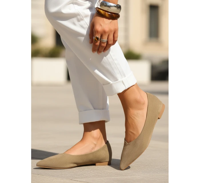 Baleriny damskie w khaki model 22014022 - FashionStreet