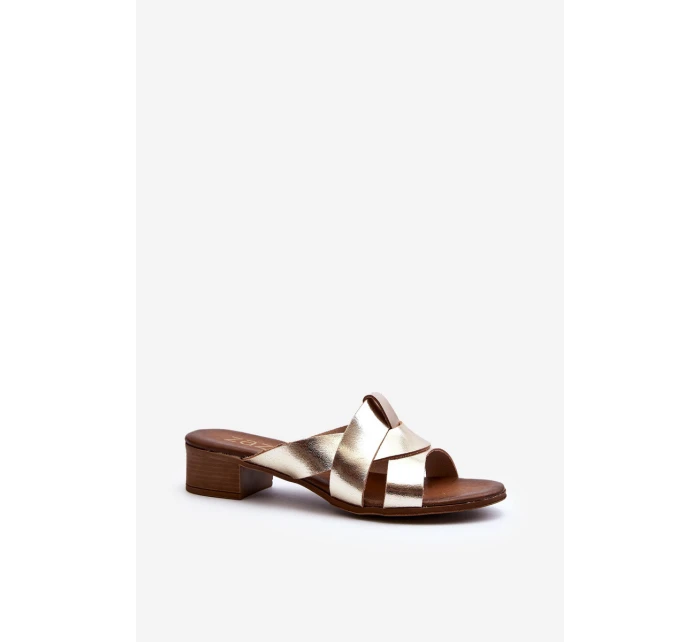 Zazoo 40236 Kožené dámské klínky na nízkém podpatku zlaté