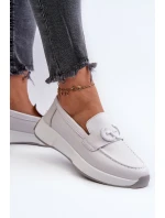 Dámské Kožené Mokasíny Na Platformě Světle Šedé model 21659703 - S.Barski