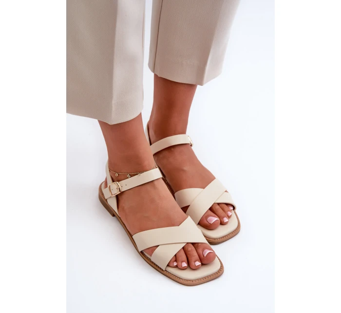 Dámské Ploché Sandály Z Ekokože S.Barski KV27-003 Beige