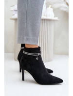 Boty Na Podpatku S Dekorativním Pásem Eko Sametové Vinceza 16469 Černé