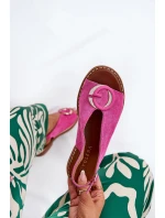 Ploché sandály s ozdobou růžové model 21685700 - Boto Ploché sandály s ozdobou růžové model 21685700 - Boto