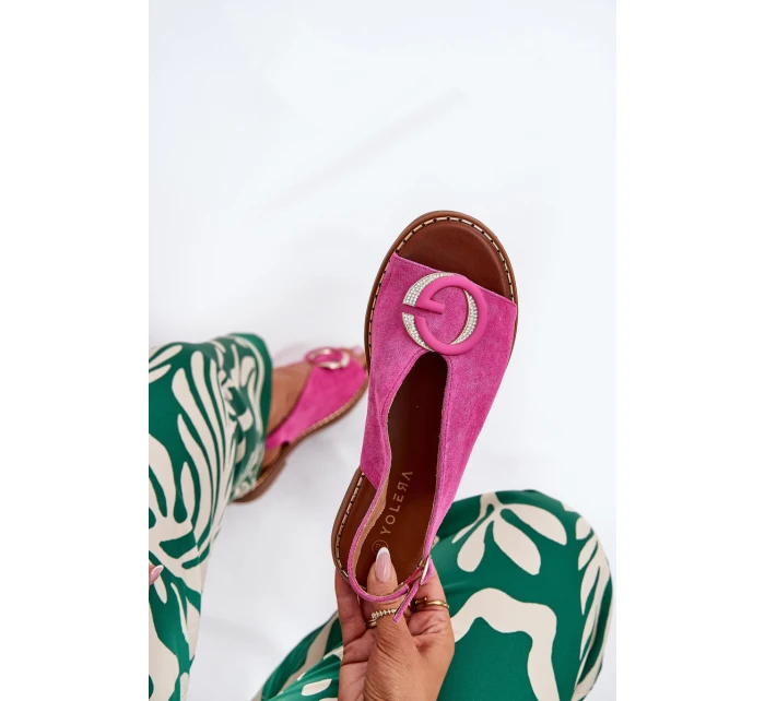 Ploché sandály s ozdobou růžové model 21685700 - Boto Ploché sandály s ozdobou růžové model 21685700 - Boto