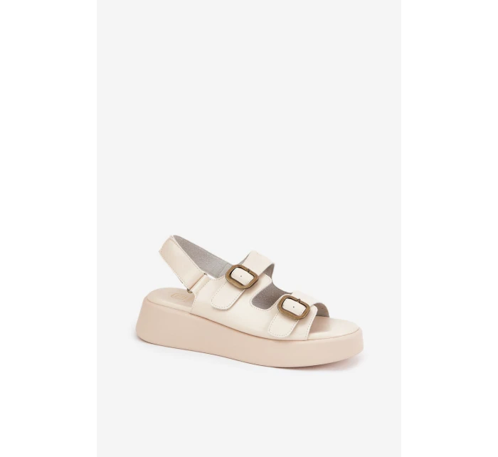 Dámské Sandály Na Platformě A Klínu S Přezkami Béžové Genorre Dámské Sandály Na Platformě A Klínu S Přezkami Béžové Genorre
