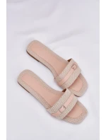 Ploché Dámské Pantofle S Páskem A Béžové model 21689551 - Boto Ploché Dámské Pantofle S Páskem A Béžové model 21689551 - Boto