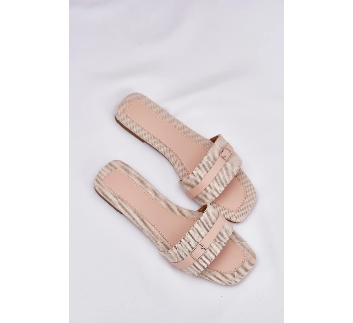 Ploché Dámské Pantofle S Páskem A Béžové model 21689551 - Boto Ploché Dámské Pantofle S Páskem A Béžové model 21689551 - Boto