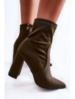 Dámské Materiál Boty Na Podpatku Khaki Amile Dámské Materiál Boty Na Podpatku Khaki Amile
