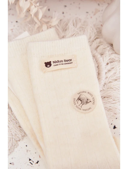 Dámské teplé vlněné ponožky s nášivkou – ecru Dámské teplé vlněné ponožky s nášivkou – ecru