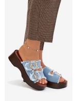 Dámské pantofle na platformě 100-486 Jeans modrá s černou - Joalice Paris Dámské pantofle na platformě 100-486 Jeans modrá s černou - Joalice Paris