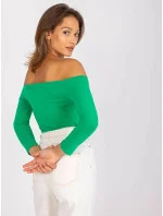 Zelená dámská bavlněná halenka s odhalenými rameny model 19660295 - Factory Price Zelená dámská bavlněná halenka s odhalenými rameny model 19660295 - Factory Price