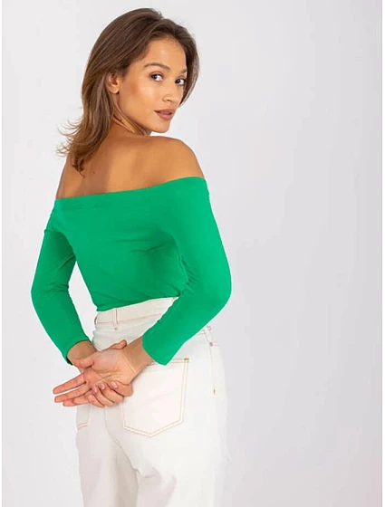 Zelená dámská bavlněná halenka s odhalenými rameny model 19660295 - Factory Price