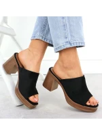 Dámské semišové žabky na jehlách černé model 22015553 - Potocki Dámské semišové žabky na jehlách černé model 22015553 - Potocki