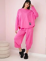 Bavlněná mikina kalhoty set světle růžová