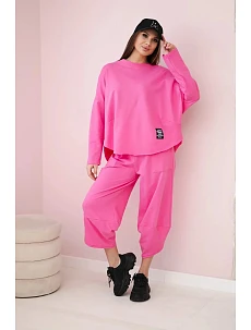 Bavlněná mikina kalhoty set světle růžová