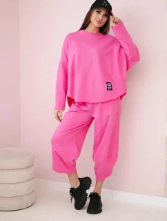 Bavlněná mikina kalhoty set světle růžová