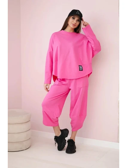 Bavlněná mikina kalhoty set světle růžová