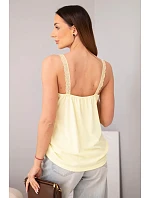 Dámská halenka na ramínka s krajkovým zakončením žlutá Dámská halenka na ramínka s krajkovým zakončením žlutá