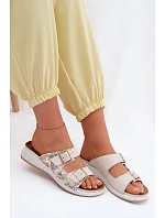 Dámské pantofle světle béžové s přezkami Inblu SD000001