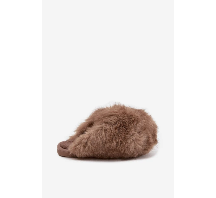 Dámské chlupaté papuče – hnědé Iseline Dámské chlupaté papuče – hnědé Iseline