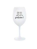 VÍNO SEM, VÍNO TAM, VÍNO KAM SE PODÍVÁM! - bílá sklenice na víno 350 ml VÍNO SEM, VÍNO TAM, VÍNO KAM SE PODÍVÁM! - bílá sklenice na víno 350 ml