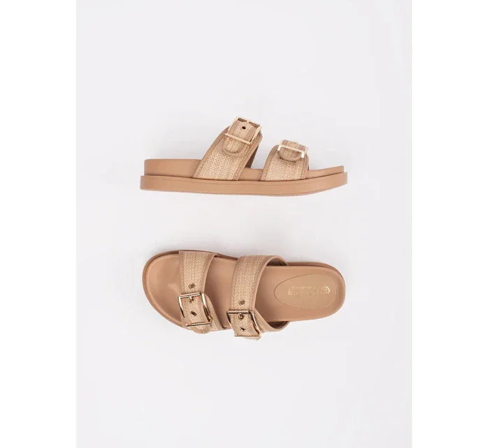 Krásné  nazouváky hnědé dámské na plochém podpatku