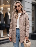 Kurtka damska przejściowa pikowana z kapturem beżowa model 22342134 - FashionStreet Kurtka damska przejściowa pikowana z kapturem beżowa model 22342134 - FashionStreet