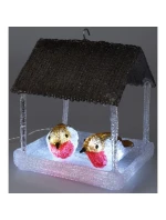 PTAČÍ BUDKA VEDLA DEKORACE 185X165X230MM ŠEDÁ STŘÍŠKA