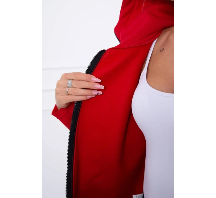 Zateplená mikina s prodlouženými zády a kapsami červená Zateplená mikina s prodlouženými zády a kapsami červená