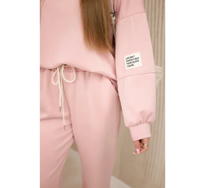 Komplet teplákové + kalhoty máslová látka pudrově růžová Komplet teplákové + kalhoty máslová látka pudrově růžová