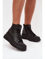 Zateplené Vysoké Tenisky Dámské Na Platformě S Zipem Černé model 21705267 - Boto Zateplené Vysoké Tenisky Dámské Na Platformě S Zipem Černé model 21705267 - Boto