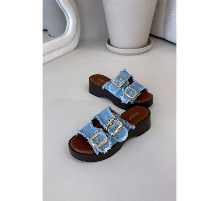 Dámské pantofle na platformě 100-486 Jeans modrá s černou - Joalice Paris Dámské pantofle na platformě 100-486 Jeans modrá s černou - Joalice Paris
