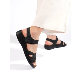 Originální dámské modré  sandály na klínku