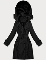 Elegantní dámský kabát s kapucí Goodlookin černý (T2-2238#-1)