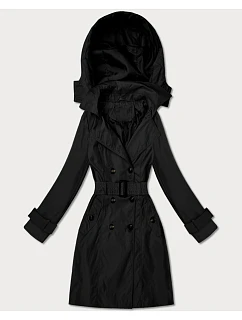 Elegantní dámský kabát s kapucí Goodlookin černý (T2-2238#-1)