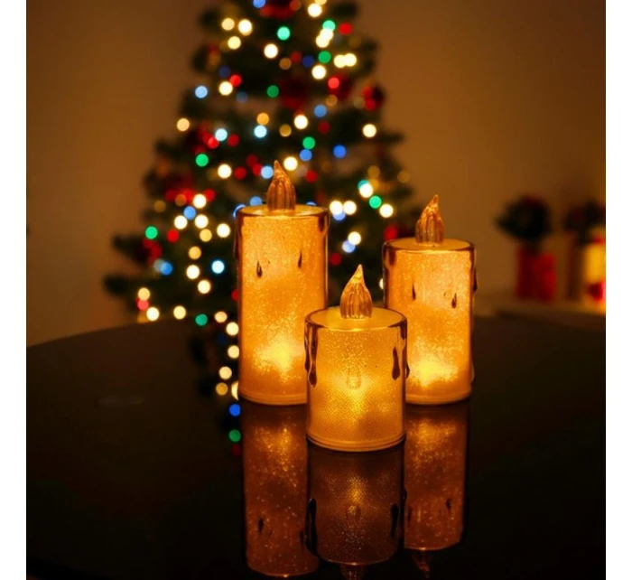 DEKORATIVNÍ SVÍČKA 8 CM JANTAROVÁ TEPLÁ BÍLÁ 1 LED