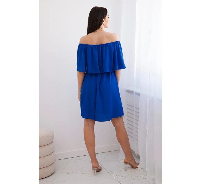 Španělské šaty s pasem chrpově modrá