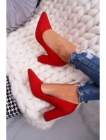 Dámské semišové lodičky na podpatku červené Florena Dámské semišové lodičky na podpatku červené Florena