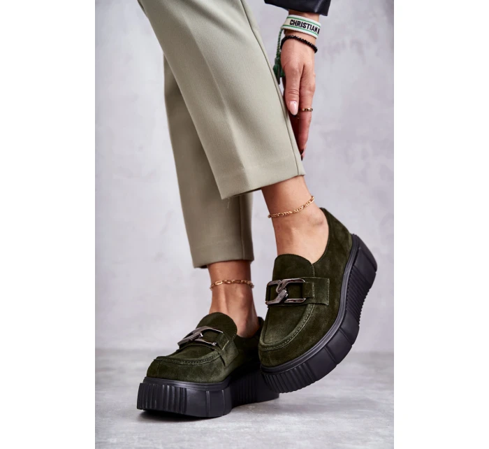 Módní semišové boty na platformě Khaki model 21598683 - Boto