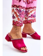 Semišové pantofle na vysokém podpatku S.Barski KV-612-2 Fuchsia
